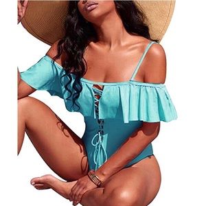 Off the shoulder one piece swimsuit